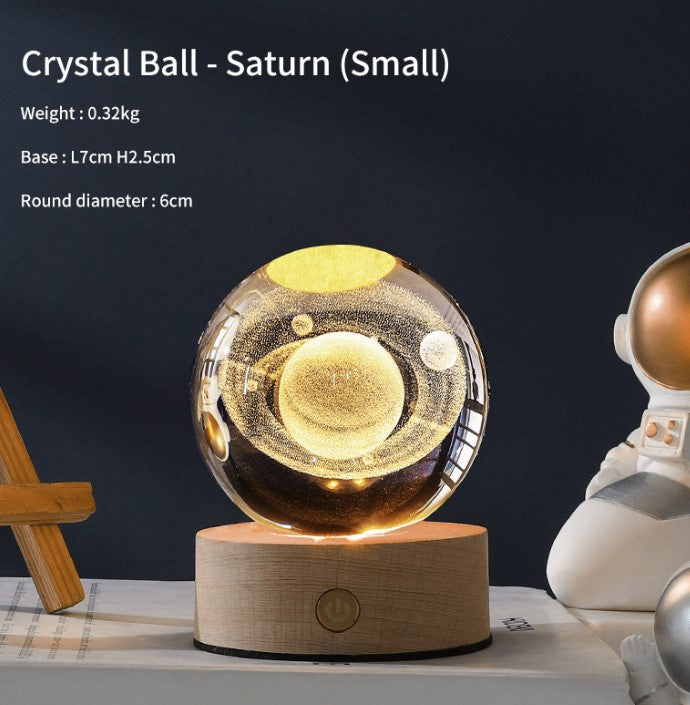 Luminous Crystal Ball Galaxy Night Light Decoration 3D Laser Carved - Saturn