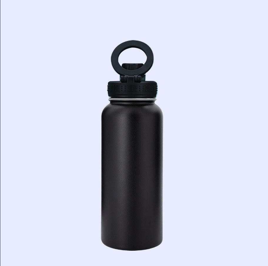 32oz Stainless Steel 304 Double-Layer Insulated Bottle with Phone Holder Magnetic Suction Cover
